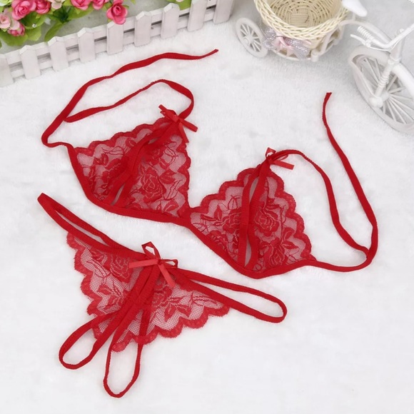 Other - ♥️ Red Lingerie Crotchless Lace Set ♥️